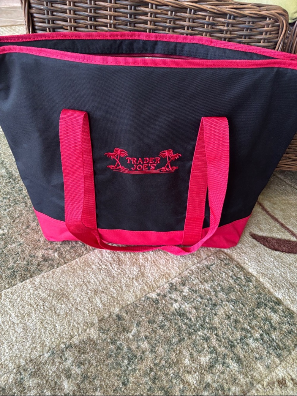 Trader Joe's Black and Red Canvas Tote Bag - Picture 6 of 6